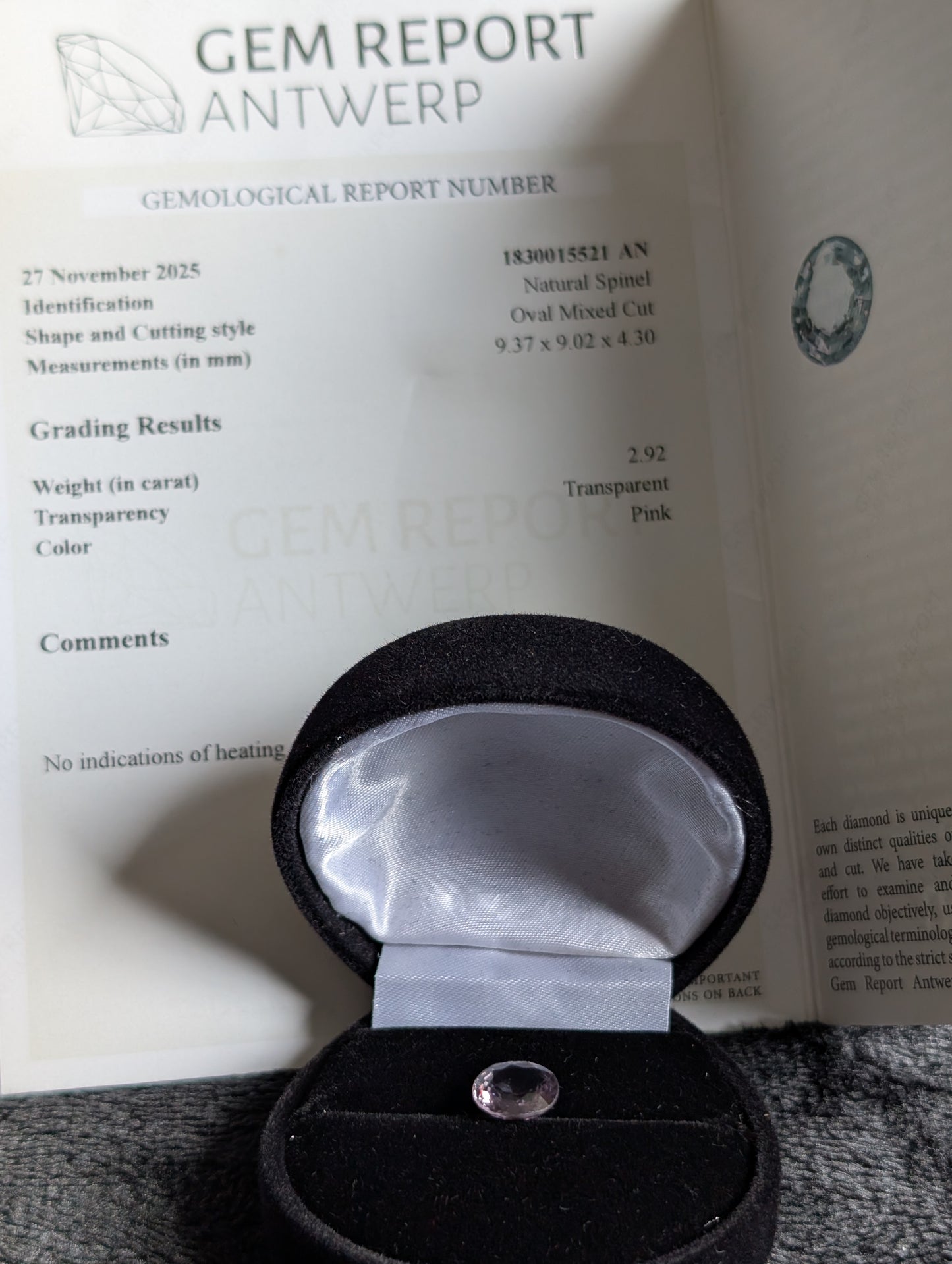 Spinelle Rose Transparente — 2,92 ct