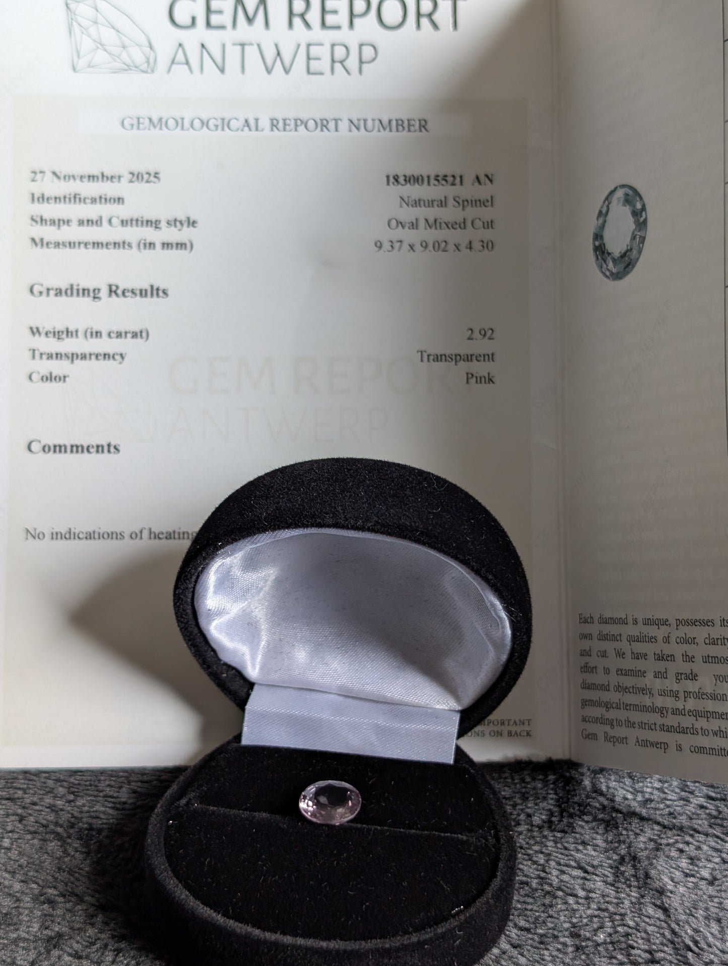 Spinelle Rose Transparente — 2,92 ct