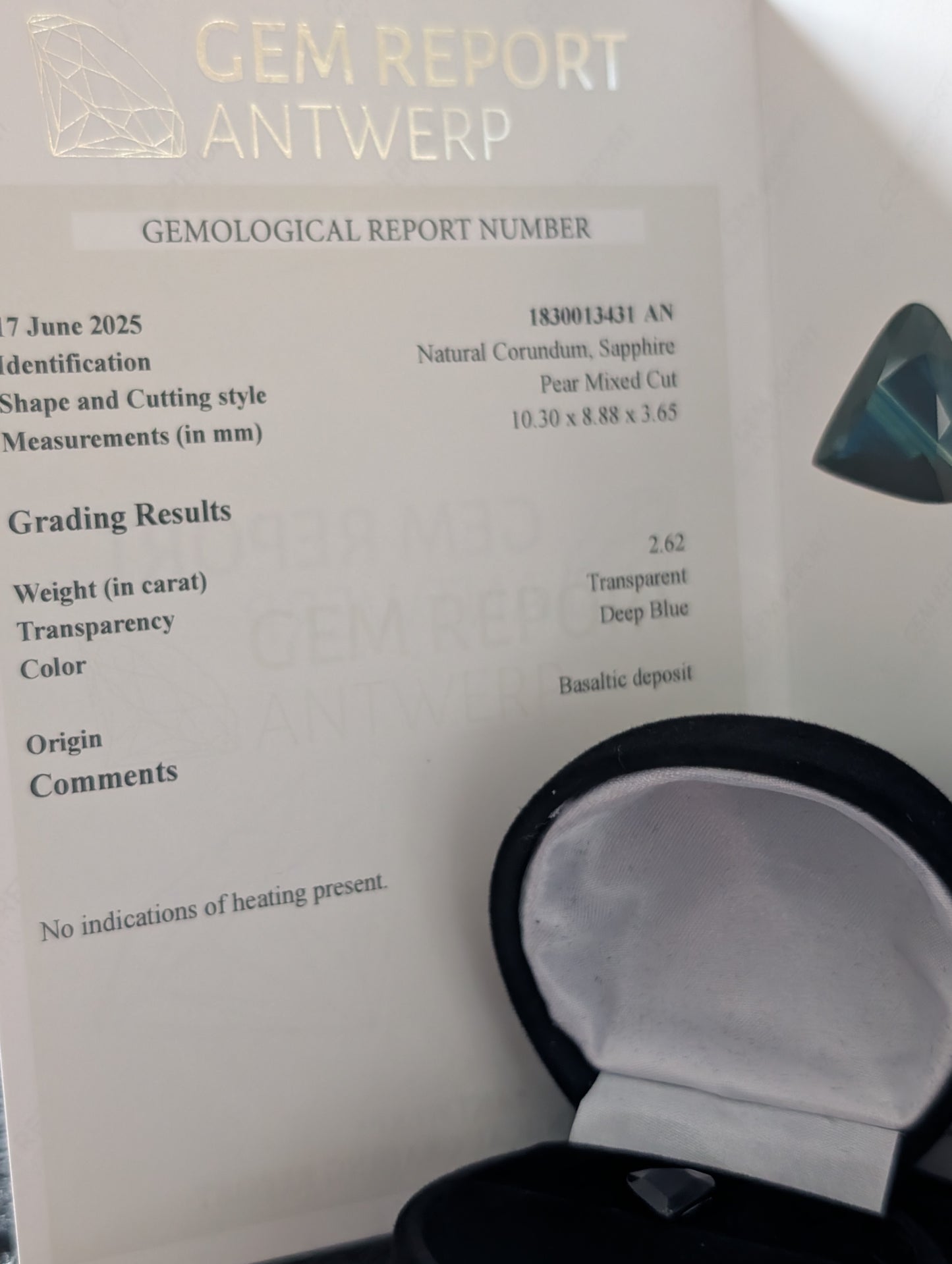 Saphir Bleu Profond — 2,62 ct