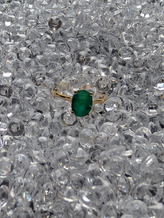 Solitaire Émeraude Naturelle — 1,47 ct — Or Jaune — Certifié IGI