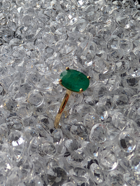 Solitaire Émeraude Naturelle — 1,47 ct — Or Jaune — Certifié IGI